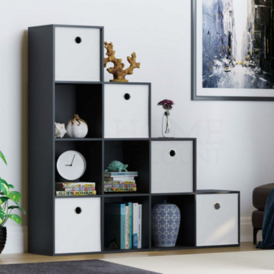 Vida Designs Durham Black 10 Cube Storage Unit & Set of 5 White Cube ...