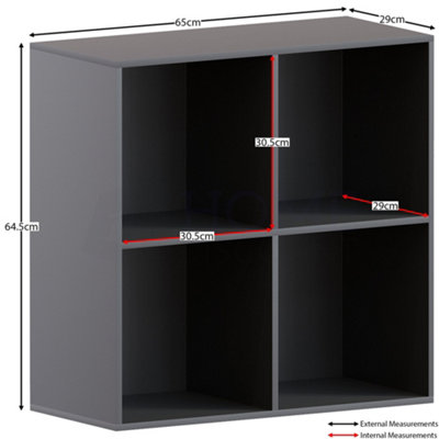 Vida Designs Durham Black 2x2 Cube Storage Unit & Set of 2 Grey Cube Foldable Storage Baskets