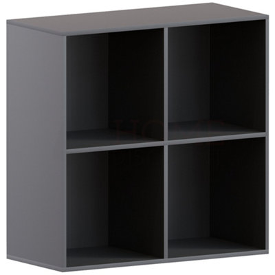 Vida Designs Durham Black 2x2 Cube Storage Unit & Set of 2 Grey Cube Foldable Storage Baskets