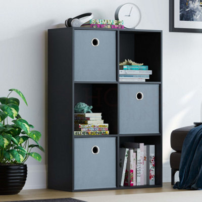 Vida Designs Durham Black 2x3 Cube Storage Unit & Set of 3 Grey
