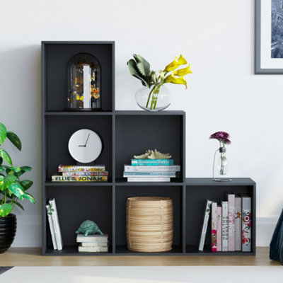 Vida Designs Durham Black 6 Cube Staircase Storage Freestanding Bookcase Organiser Unit