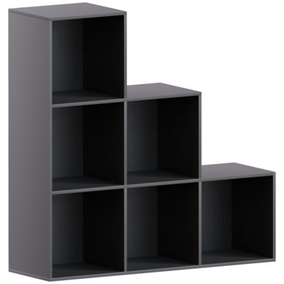 Vida Designs Durham Black 6 Cube Staircase Storage Freestanding Bookcase Organiser Unit