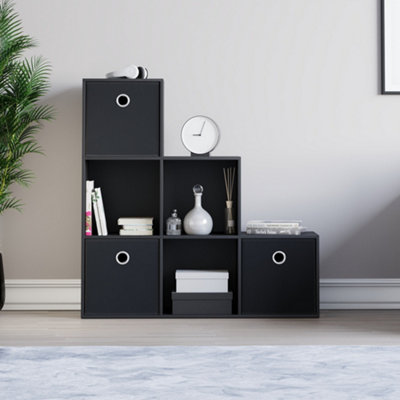 Vida Designs Durham Black 6 Cube Staircase Storage Unit & Set of 3 ...