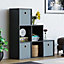 Vida Designs Durham Black 6 Cube Storage Unit & Set of 3 Grey Cube Foldable Storage Baskets