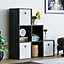 Vida Designs Durham Black 6 Cube Storage Unit & Set of 3 White Cube Foldable Storage Baskets
