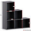 Vida Designs Durham Black 6 Cube Storage Unit & Set of 3 White Cube Foldable Storage Baskets