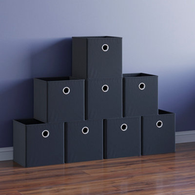 Vida Designs Durham Black Cube Foldable Storage Basket Set of 8 (H)300mm (W)300mm