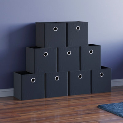 Vida Designs Durham Black Cube Foldable Storage Basket Set of 9 (H)300mm (W)300mm