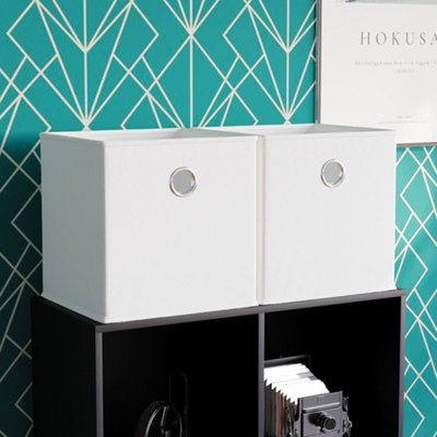Vida Designs Durham Dark Wood 2x2 Cube Storage Unit & Set of 2 White ...