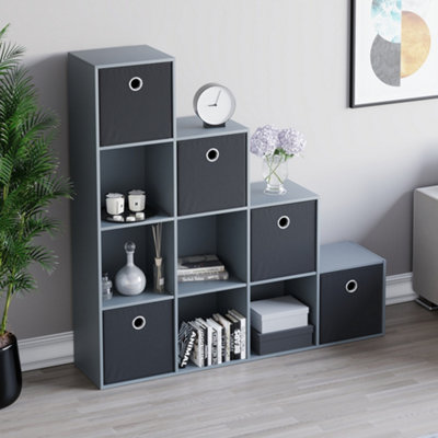 Vida Designs Durham Grey 10 Cube Staircase Storage Unit & Set of 5 ...