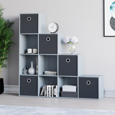 Vida Designs Durham Grey 10 Cube Staircase Storage Unit & Set of 5 ...