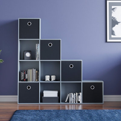 Vida Designs Durham Grey 10 Cube Staircase Storage Unit & Set of 5 ...