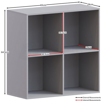 Vida Designs Durham Grey 2x2 Cube Storage Unit & Set of 2 Grey Cube Foldable Storage Baskets