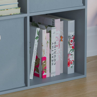 Vida Designs Durham Grey 2x2 Cube Storage Unit & Set of 2 Grey Cube Foldable Storage Baskets