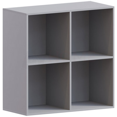 Vida Designs Durham Grey 2x2 Cube Storage Unit & Set of 2 Grey Cube Foldable Storage Baskets