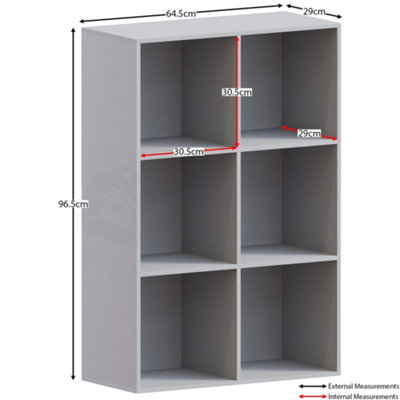 Vida Designs Durham Grey 2x3 Cube Storage Unit & Set of 3 Grey Cube Foldable Storage Baskets