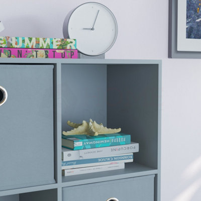 Vida Designs Durham Grey 2x3 Cube Storage Unit & Set of 3 Grey Cube Foldable Storage Baskets