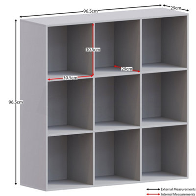Vida Designs Durham Grey 3x3 Cube Storage Unit Bookcase Organiser