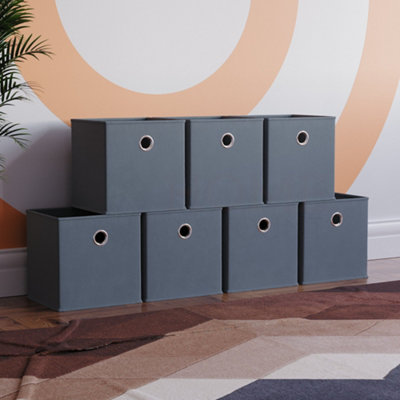 Vida Designs Durham Grey Cube Foldable Storage Basket Set of 7 (H)300mm ...