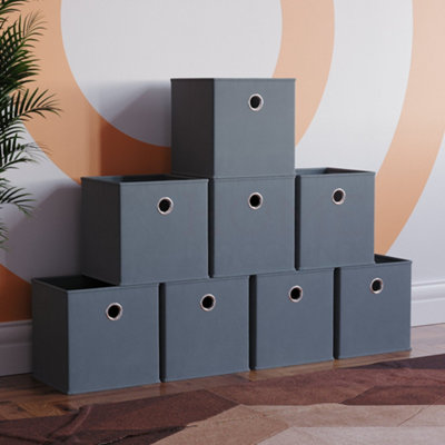 Vida Designs Durham Grey Cube Foldable Storage Basket Set of 8 (H)300mm ...