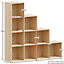 Vida Designs Durham Oak 10 Cube Storage Unit & Set of 5 White Cube Foldable Storage Baskets