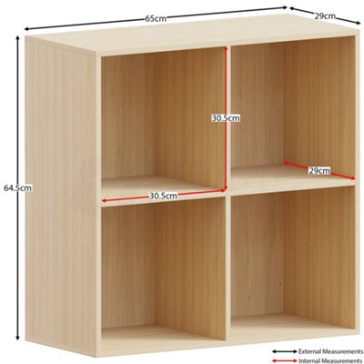 Vida Designs Durham Oak 2x2 Cube Storage Unit & Set of 2 Grey Cube Foldable Storage Baskets
