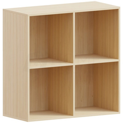 Vida Designs Durham Oak 2x2 Cube Storage Unit & Set of 2 Grey Cube Foldable Storage Baskets
