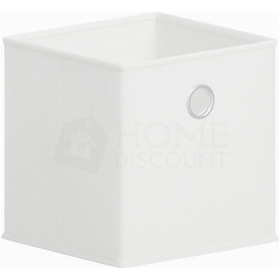 Vida Designs Durham Oak 2x2 Cube Storage Unit & Set of 2 White Cube Foldable Storage Baskets