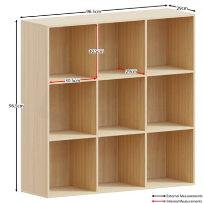 Vida Designs Durham Oak 3x3 Cube Storage Unit Bookcase Organiser