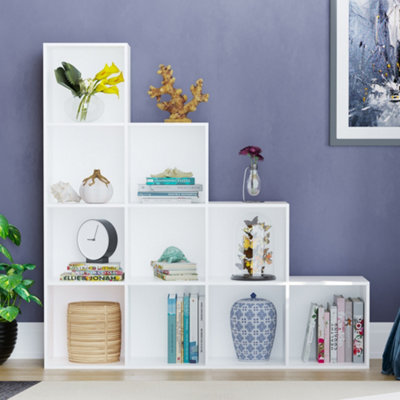 Vida Designs Durham White 10 Cube Staircase Storage Unit & Set of 5 ...