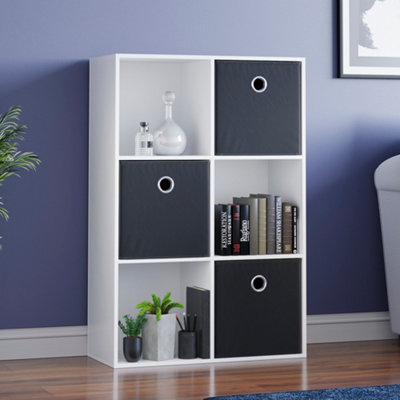 Vida Designs Durham White 2x3 Cube Storage Unit & Set of 3 Black ...