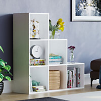 Vida Designs Durham White 6 Cube Staircase Storage Freestanding Bookcase Organiser Unit