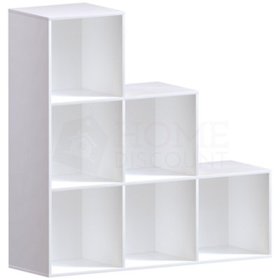 Vida Designs Durham White 6 Cube Staircase Storage Unit & Set of 3 Grey ...