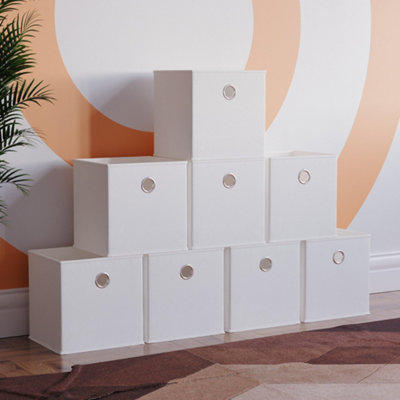 Vida Designs Durham White Cube Foldable Storage Basket Set of 8 (H ...