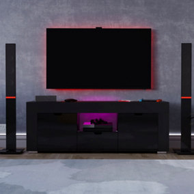 Vida Designs Eclipse 2 Door 1 Drawer LED TV Unit, Black