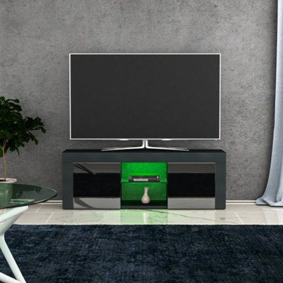 Vida Designs Eclipse Black 2 Door LED TV Unit Sideboard Cabinet