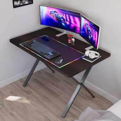 Vida Designs Gaming Desk With X Shape Legs, Walnut