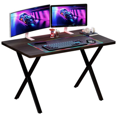 Vida Designs Gaming Desk With X Shape Legs, Walnut