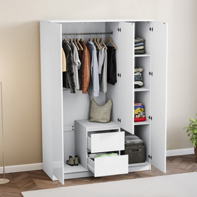 Vida Designs Glinton 3 Door 2 Drawer Wardrobe (100% FSC), White