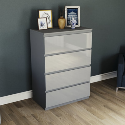 Vida Designs Glinton 4 Drawer Chest (100% FSC), Grey