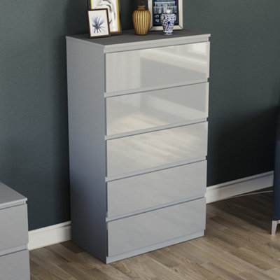 Vida Designs Glinton 5 Drawer Chest (100% FSC), Grey