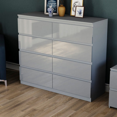 Vida Designs Glinton 8 Drawer Chest (100% FSC), Grey