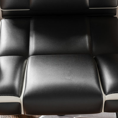 Vida Designs Henderson Black & White Executive Office Computer Chair Adjustable Swivel  PU Faux-Leather