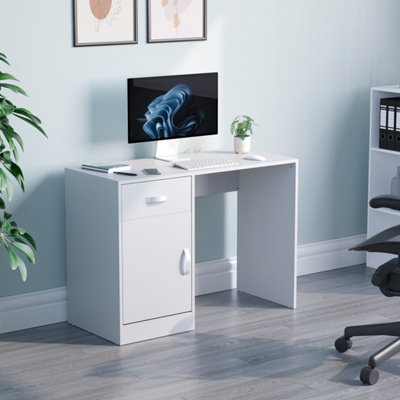 Vida Designs Hudson White Computer Desk With 1 Drawer and Door