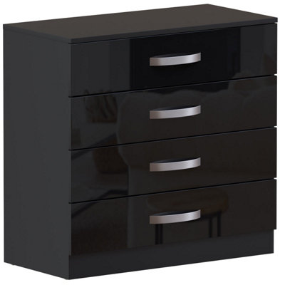 Vida Designs Hulio Black High Gloss 4 Drawer Chest (H)720mm (W)750mm (D)360mm