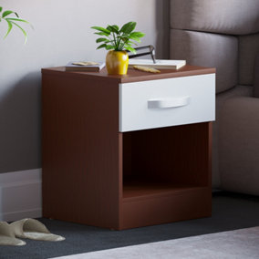 Vida Designs Hulio Walnut & White 1 Drawer Bedside Cabinet (H)470mm (W)400mm (D)360mm