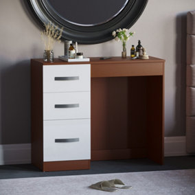 Vida Designs Hulio Walnut & White 3 Drawer Bedroom Vanity Dressing Table
