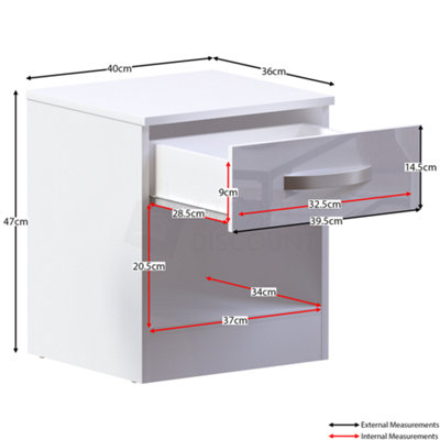 Vida Designs Hulio White 1 Drawer Bedside Cabinet (H)470mm (W)400mm (D)360mm