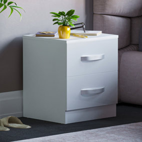 Vida Designs Hulio White 2 Drawer Bedside Cabinet (H)470mm (W)400mm (D)360mm