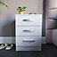 Vida Designs Hulio White 3 Drawer Bedside Cabinet (H)560mm (W)400mm (D)360mm
